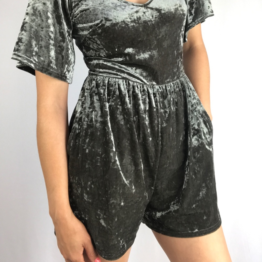 American Eagle Outfitters crushed green romper